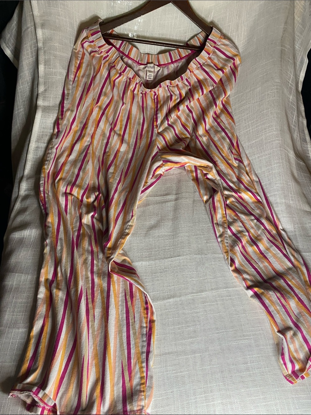 Cacique Striped Cotton Lounge Pants in Pink, Yellow & Cream
